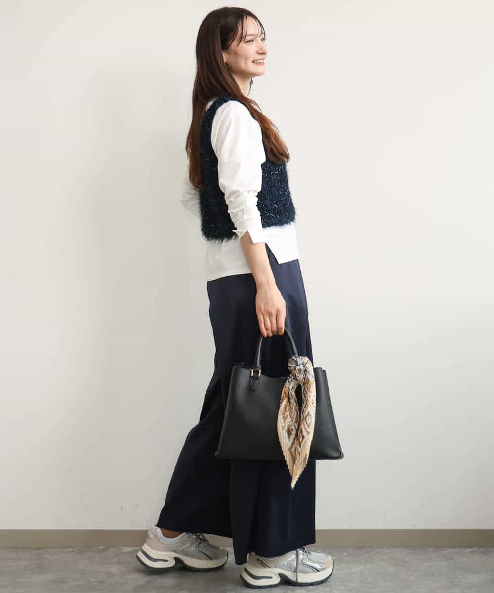 FKKJD31110 MK MICHEL KLEIN(MK ミッシェルクラン) [洗える]レース刺繍ロゴロンT ブラック