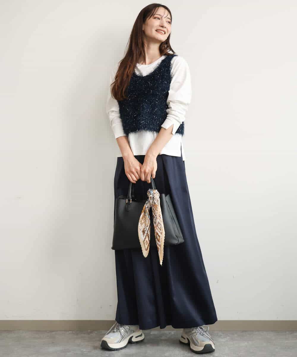 FKKJD31110 MK MICHEL KLEIN(MK ミッシェルクラン) [洗える]レース刺繍ロゴロンT ブラック