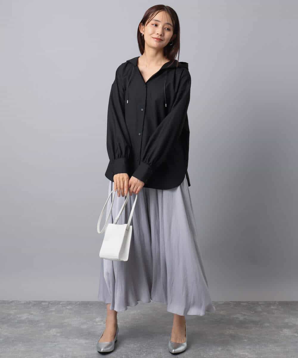 FKLAD09160 MK MICHEL KLEIN(MK ミッシェルクラン) 起毛サテンガウチョパンツ/洗える ネイビー