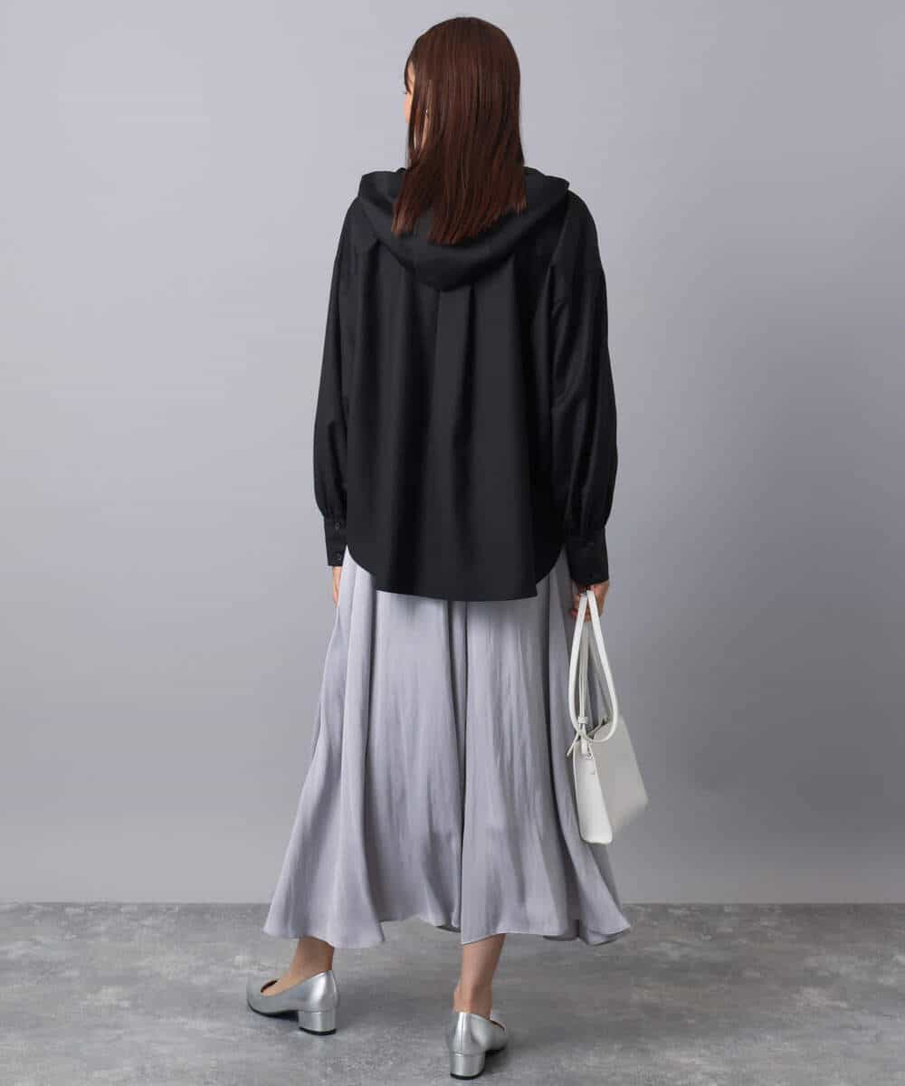 FKLAD09160 MK MICHEL KLEIN(MK ミッシェルクラン) 起毛サテンガウチョパンツ/洗える ネイビー