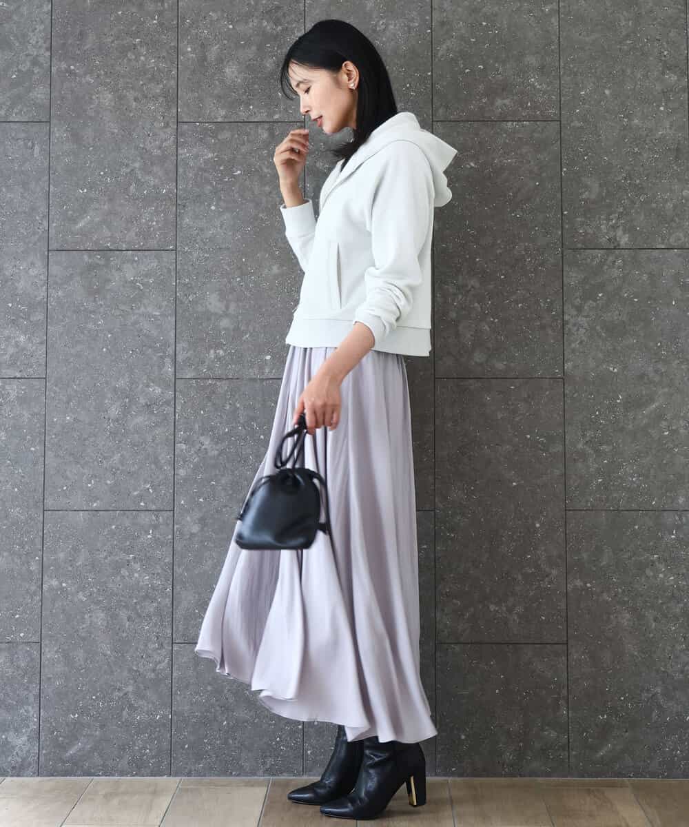 FKLAD09160 MK MICHEL KLEIN(MK ミッシェルクラン) 起毛サテンガウチョパンツ/洗える ネイビー