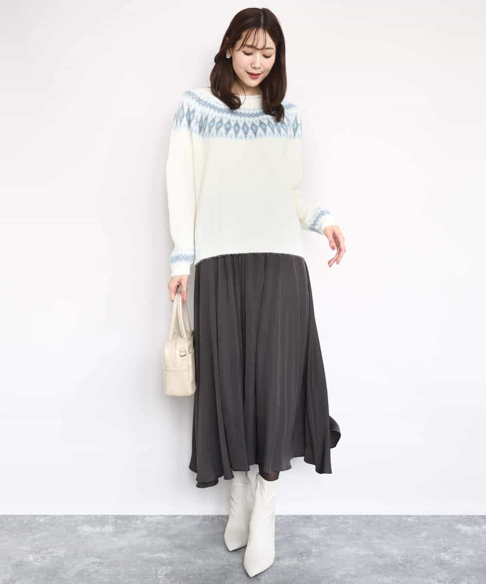 FKLAD09160 MK MICHEL KLEIN(MK ミッシェルクラン) 起毛サテンガウチョパンツ/洗える ネイビー