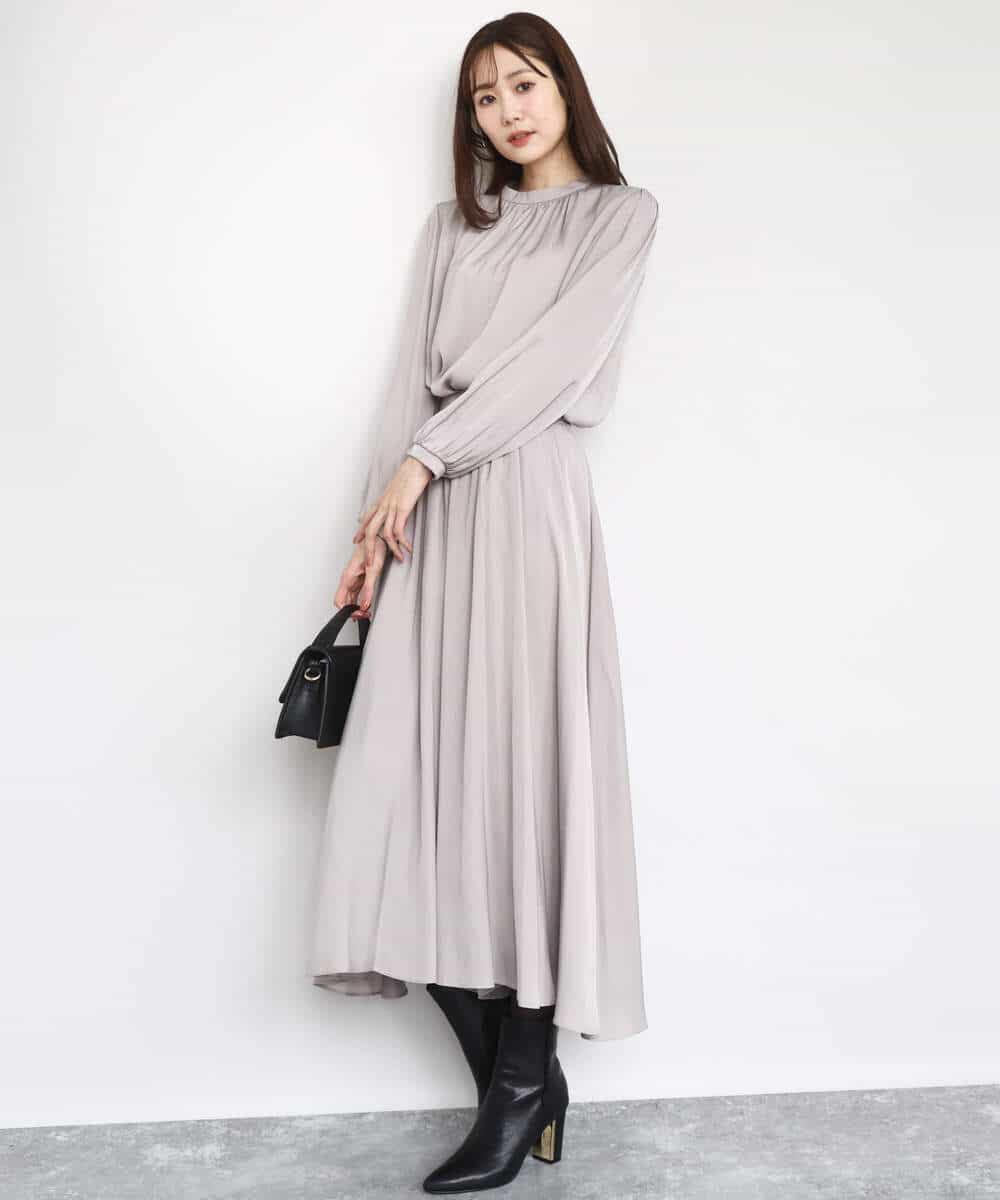 FKLAD09160 MK MICHEL KLEIN(MK ミッシェルクラン) 起毛サテンガウチョパンツ/洗える ネイビー