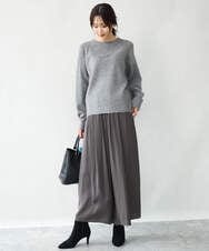 FKLAG52170 MK MICHEL KLEIN(MK ミッシェルクラン) [洗える]起毛サテンワイドパンツ マスタード
