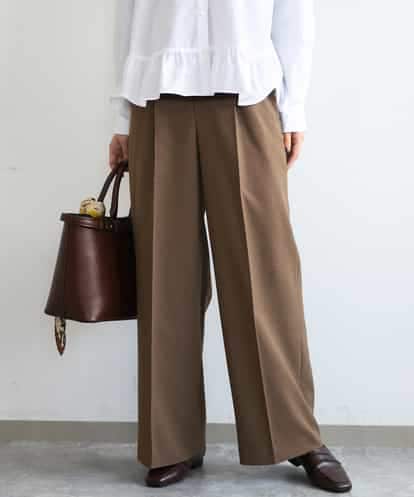 FKLAG55160 MK MICHEL KLEIN [洗える/イージーケア/抗ピリング/ナチュラルストレッチ]センタープレスワイドパンツ（チェック柄）