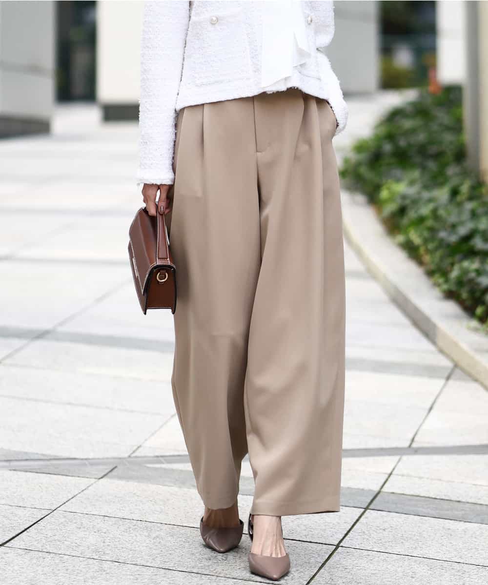 FKLFD10170 MK MICHEL KLEIN(MK ミッシェルクラン) [洗える]バレルシルエットパンツ ベージュ