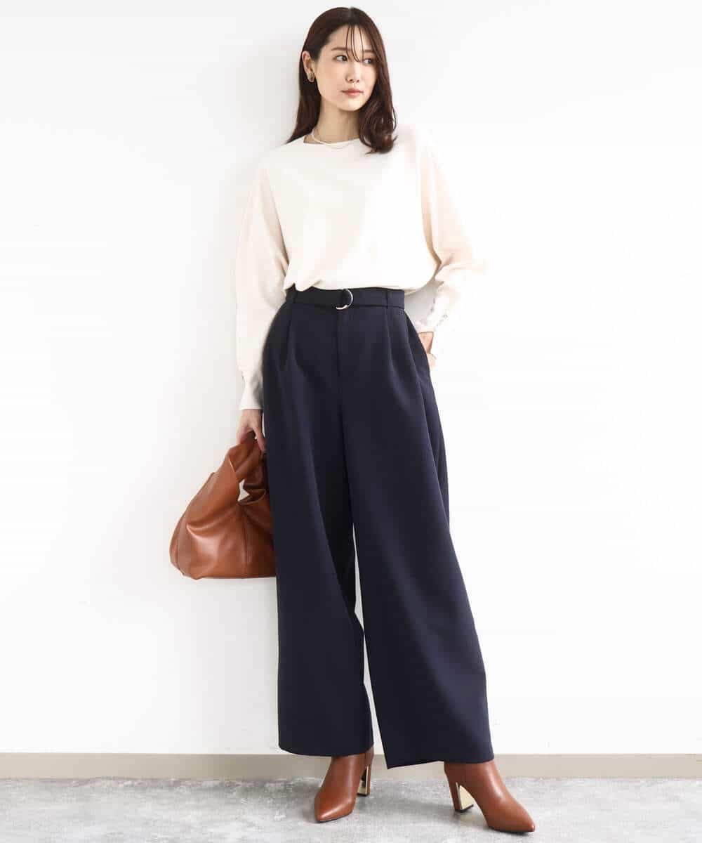 FKLFD10170 MK MICHEL KLEIN(MK ミッシェルクラン) [洗える]バレルシルエットパンツ ベージュ