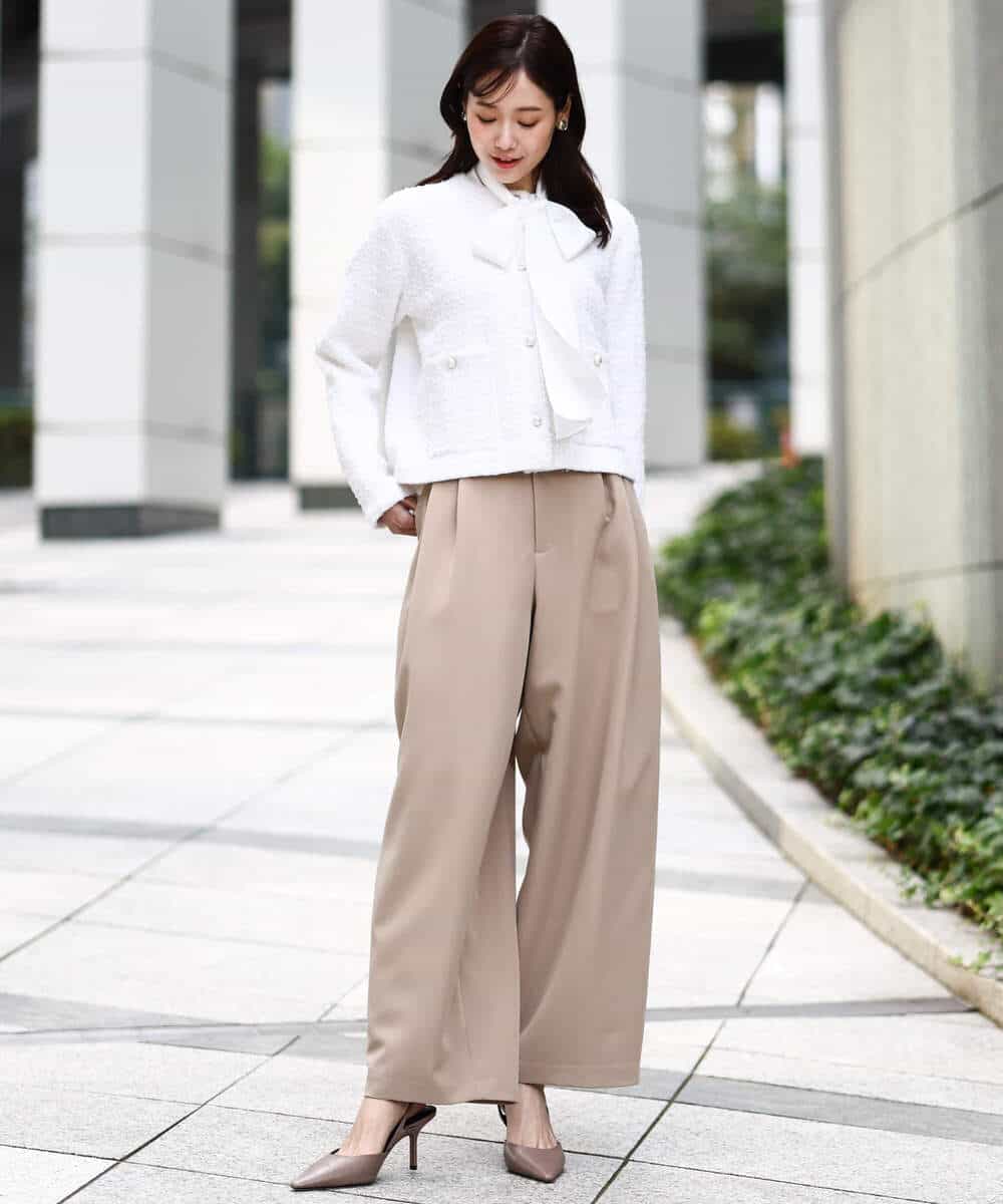 FKLFD10170 MK MICHEL KLEIN(MK ミッシェルクラン) [洗える]バレルシルエットパンツ ベージュ