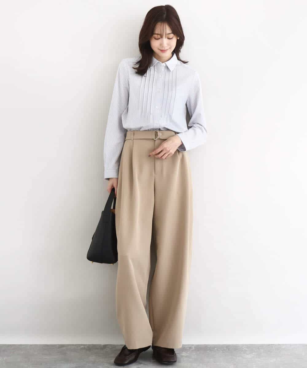 FKLFD10170 MK MICHEL KLEIN(MK ミッシェルクラン) [洗える]バレルシルエットパンツ ベージュ