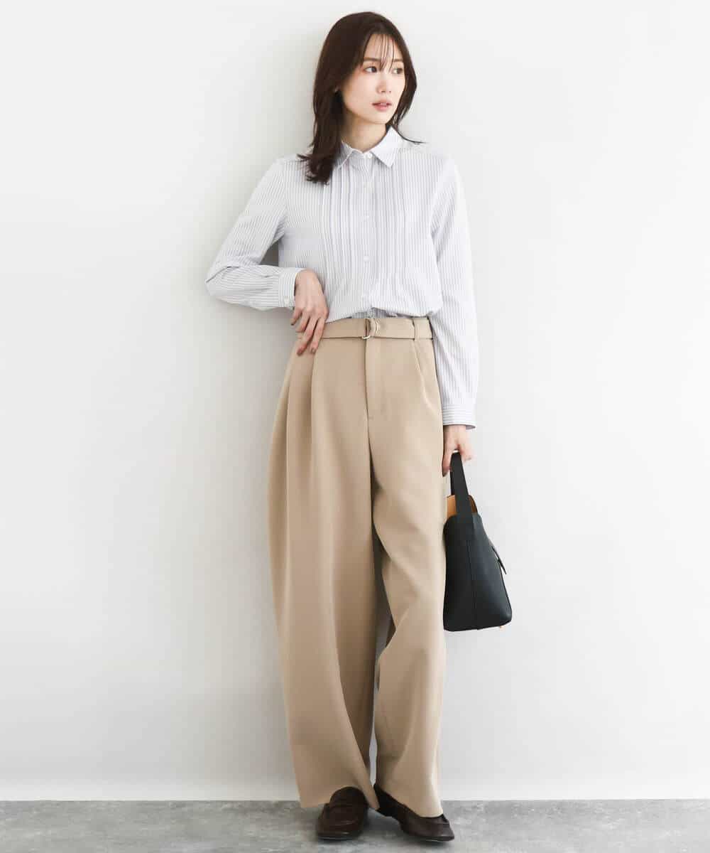 FKLFD10170 MK MICHEL KLEIN(MK ミッシェルクラン) [洗える]バレルシルエットパンツ ベージュ