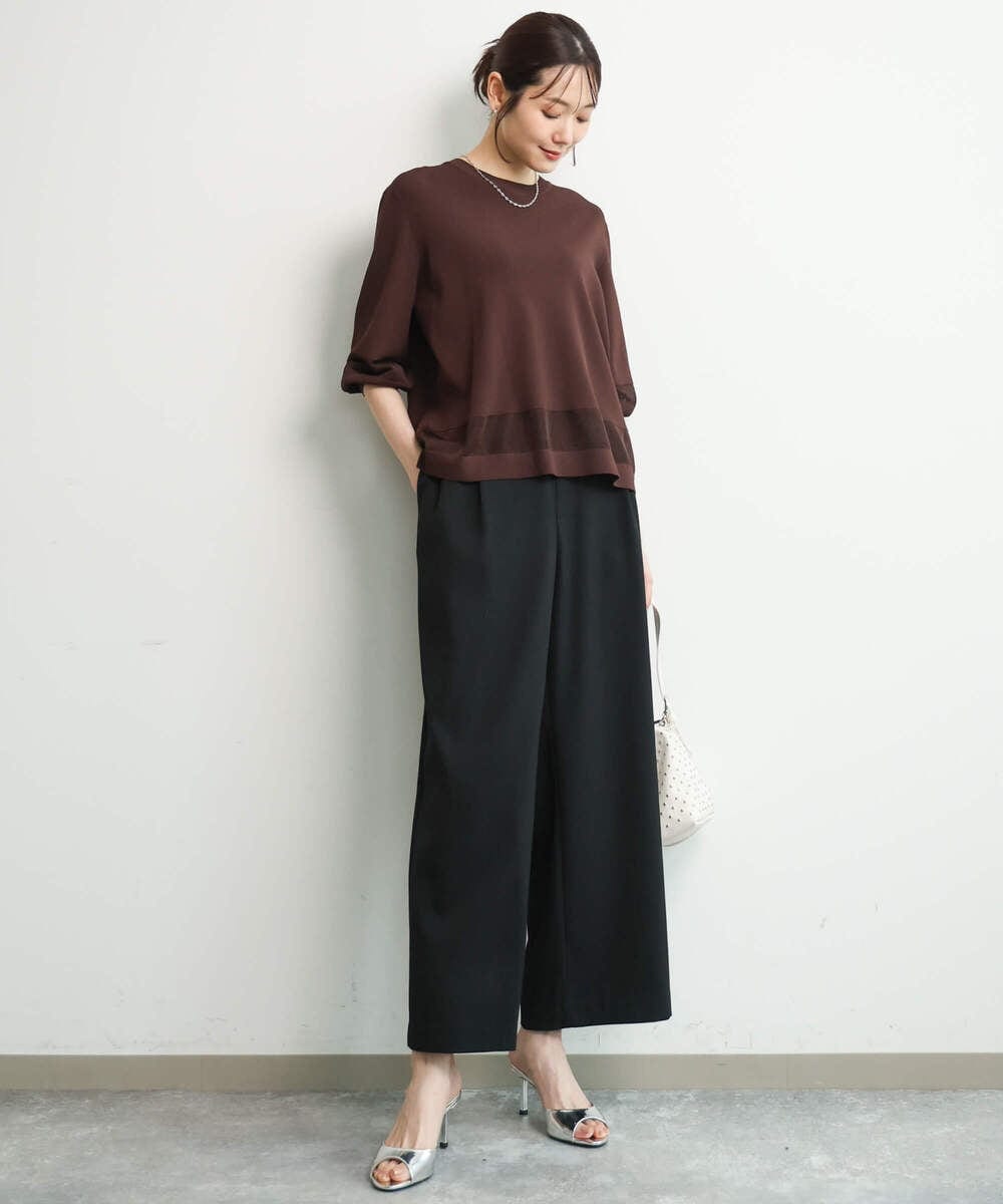 FKLGD21160 MK MICHEL KLEIN(MK ミッシェルクラン) [洗える]TRストレッチワイドパンツ ライトグレー