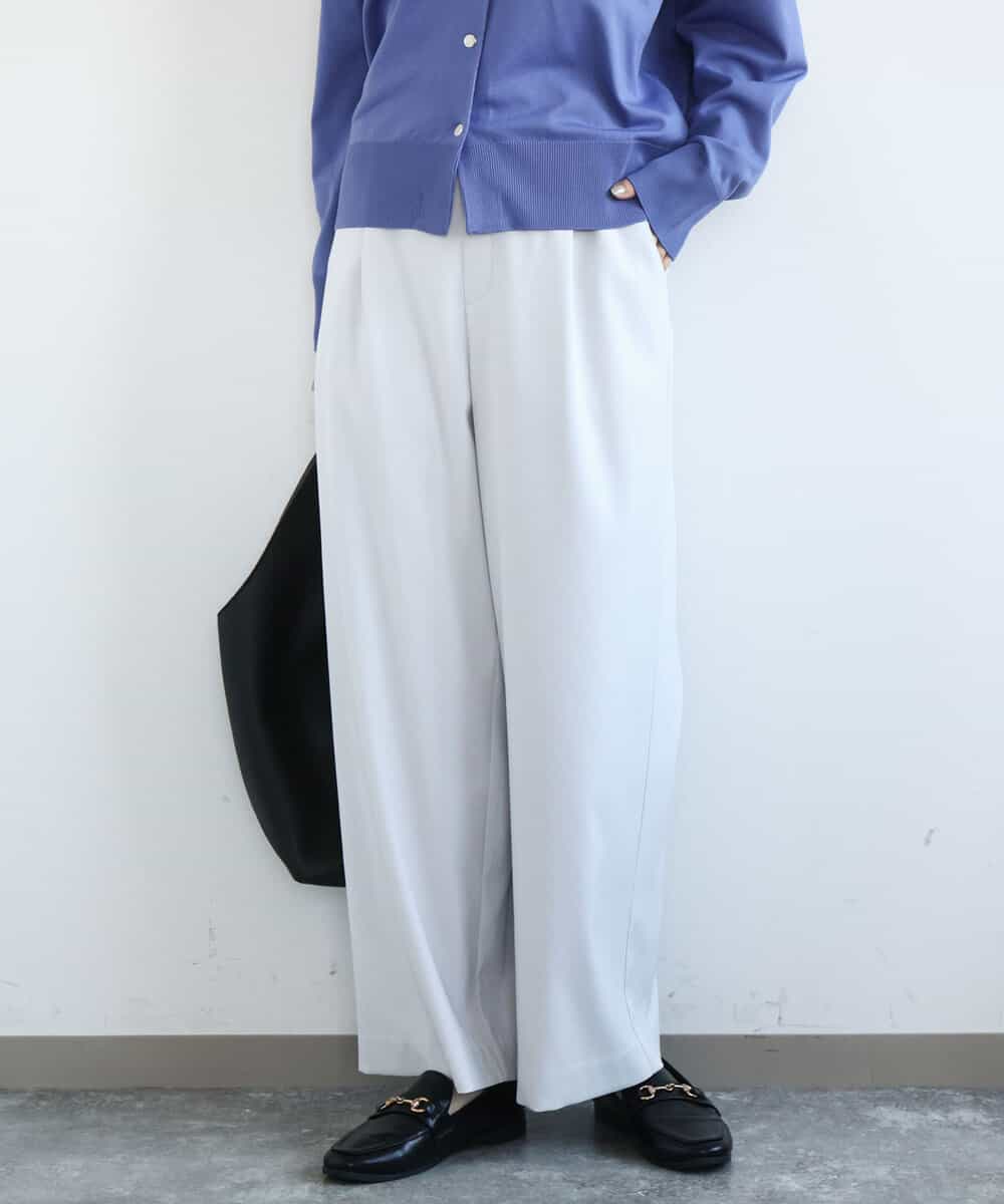 FKLGD21160 MK MICHEL KLEIN(MK ミッシェルクラン) [洗える]TRストレッチワイドパンツ ライトグレー