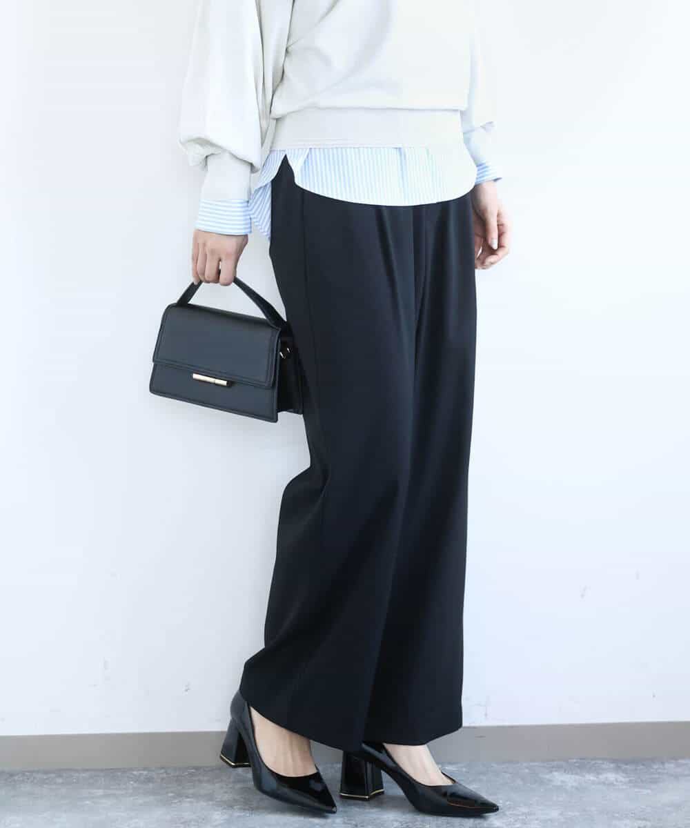 FKLGD21160 MK MICHEL KLEIN(MK ミッシェルクラン) [洗える]TRストレッチワイドパンツ ライトグレー