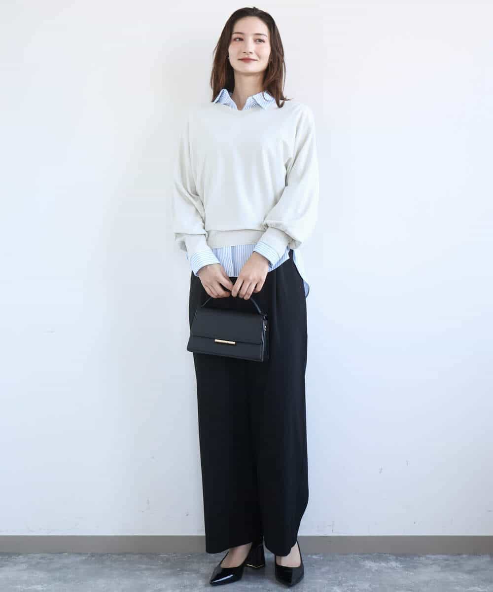 FKLGD21160 MK MICHEL KLEIN(MK ミッシェルクラン) [洗える]TRストレッチワイドパンツ ライトグレー