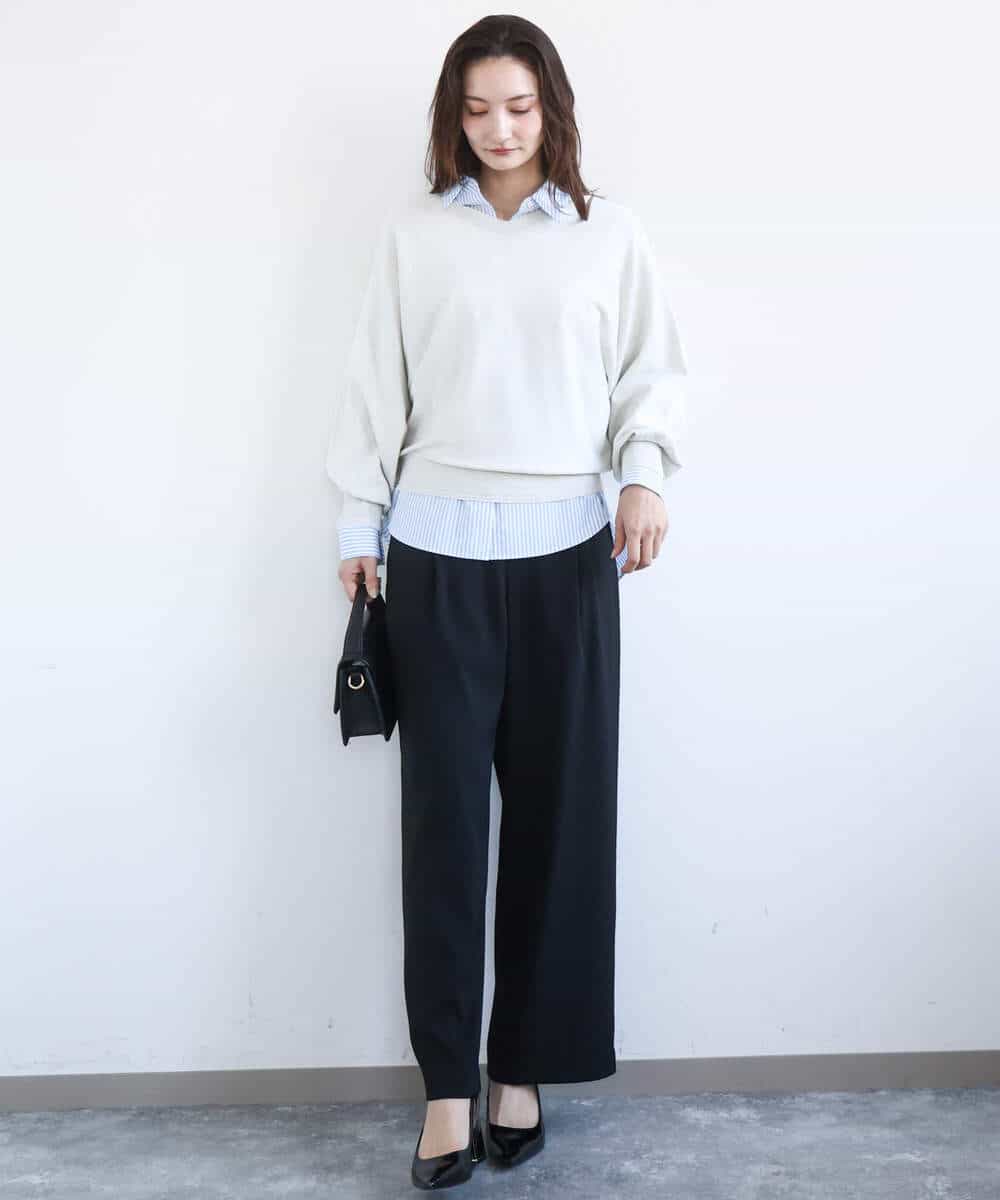 FKLGD21160 MK MICHEL KLEIN(MK ミッシェルクラン) [洗える]TRストレッチワイドパンツ ライトグレー
