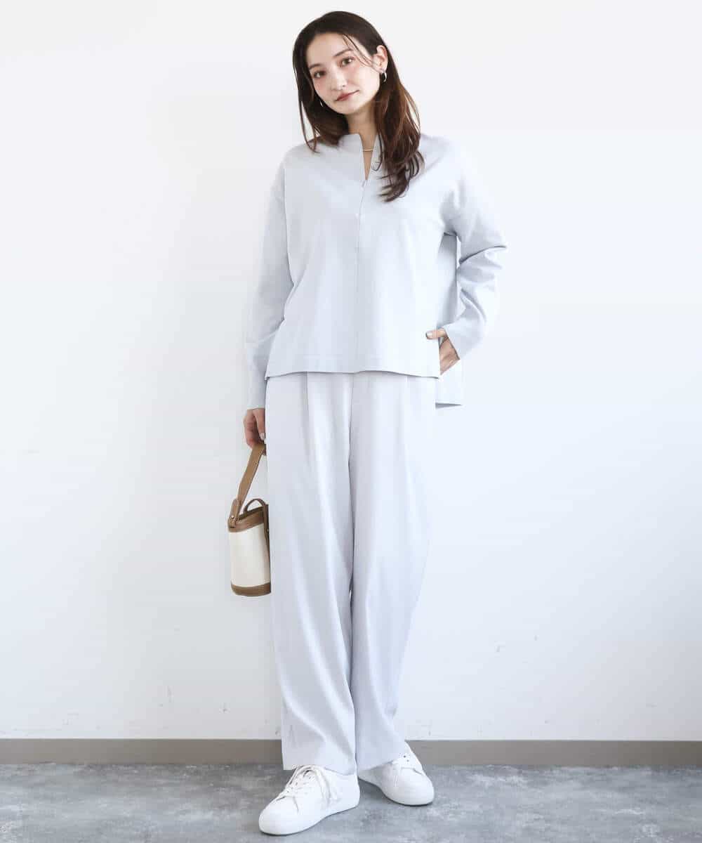 FKLGD21160 MK MICHEL KLEIN(MK ミッシェルクラン) [洗える]TRストレッチワイドパンツ ライトグレー