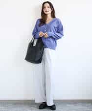 FKLGD21160 MK MICHEL KLEIN(MK ミッシェルクラン) [洗える]TRストレッチワイドパンツ ライトグレー