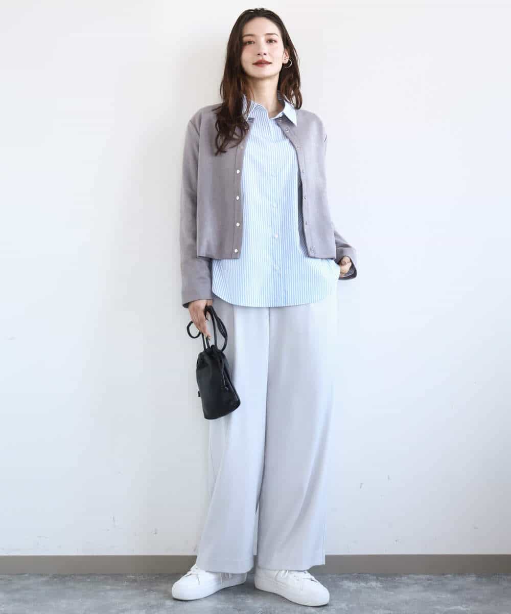 FKLGD21160 MK MICHEL KLEIN(MK ミッシェルクラン) [洗える]TRストレッチワイドパンツ ライトグレー