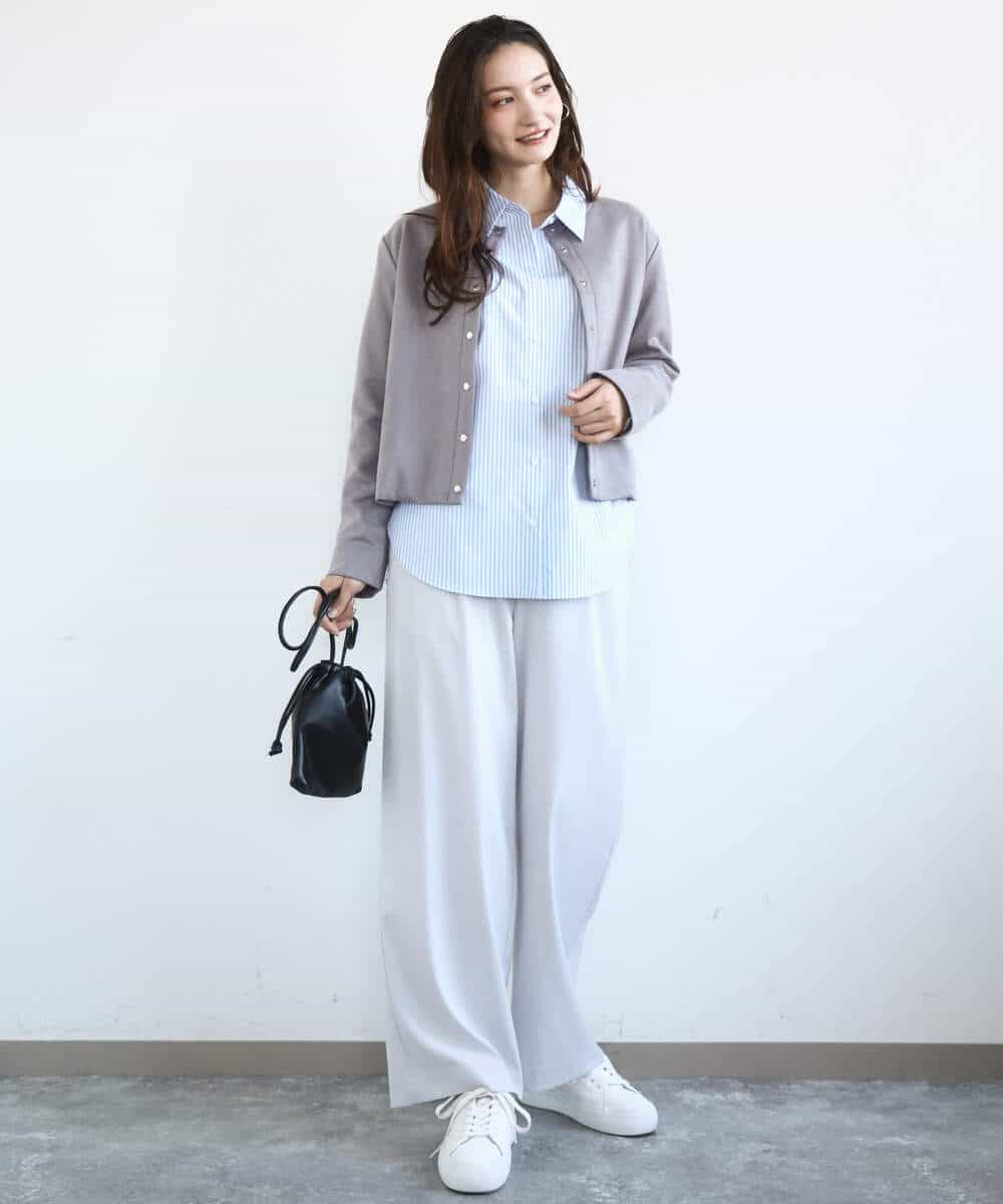 FKLGD21160 MK MICHEL KLEIN(MK ミッシェルクラン) [洗える]TRストレッチワイドパンツ ライトグレー