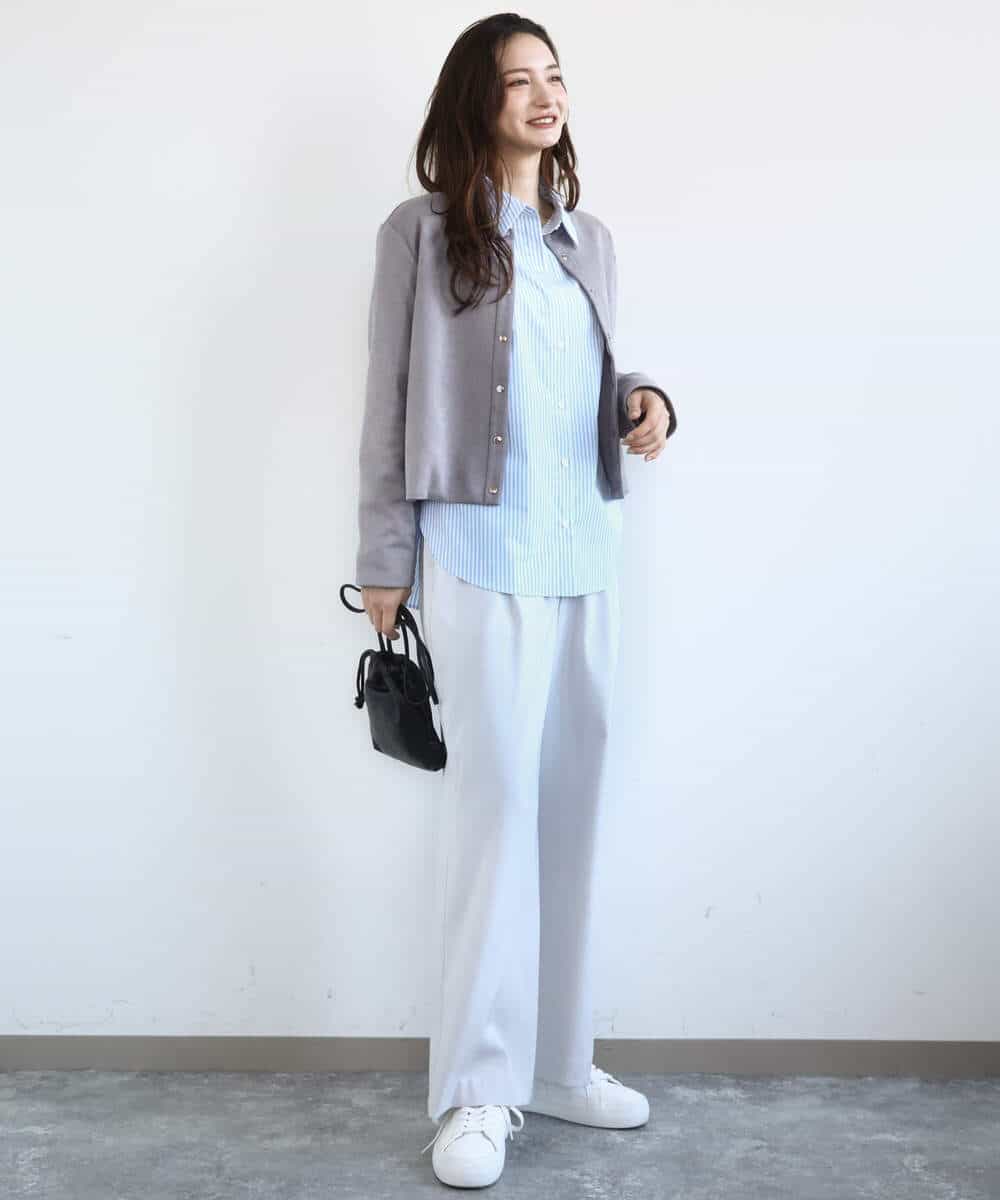 FKLGD21160 MK MICHEL KLEIN(MK ミッシェルクラン) [洗える]TRストレッチワイドパンツ ライトグレー