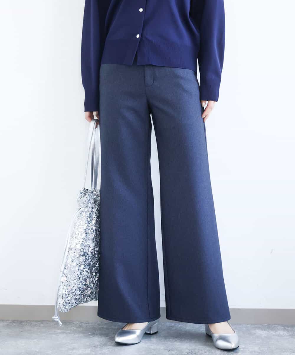 FKLGD27160 MK MICHEL KLEIN(MK ミッシェルクラン) [洗える]デニムライク ストレートワイドパンツ ネイビー