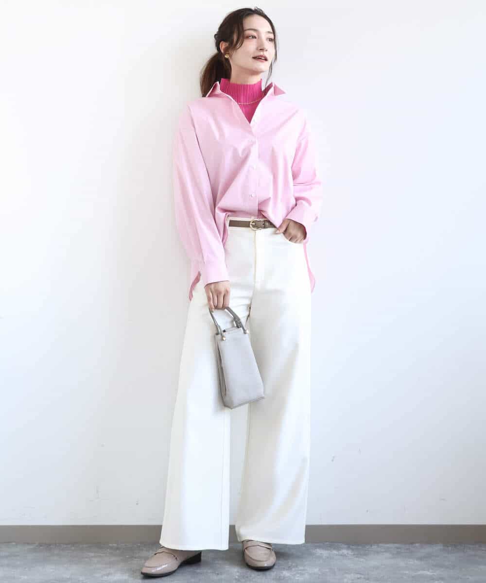 FKLGD27160 MK MICHEL KLEIN(MK ミッシェルクラン) [洗える]デニムライク ストレートワイドパンツ ネイビー
