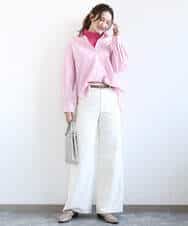 FKLGD27160 MK MICHEL KLEIN(MK ミッシェルクラン) [洗える]デニムライク ストレートワイドパンツ ネイビー