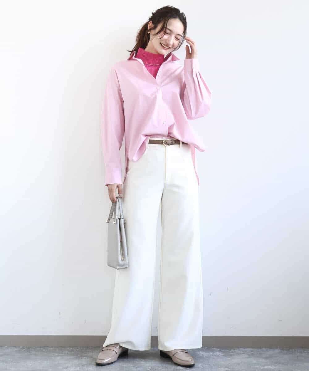 FKLGD27160 MK MICHEL KLEIN(MK ミッシェルクラン) [洗える]デニムライク ストレートワイドパンツ ネイビー