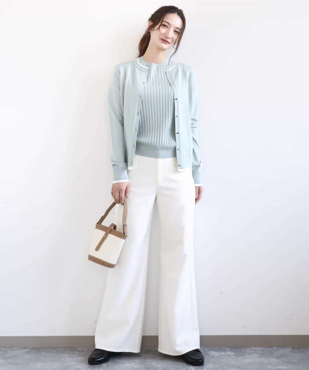 FKLGD27160 MK MICHEL KLEIN(MK ミッシェルクラン) [洗える]デニムライク ストレートワイドパンツ ネイビー