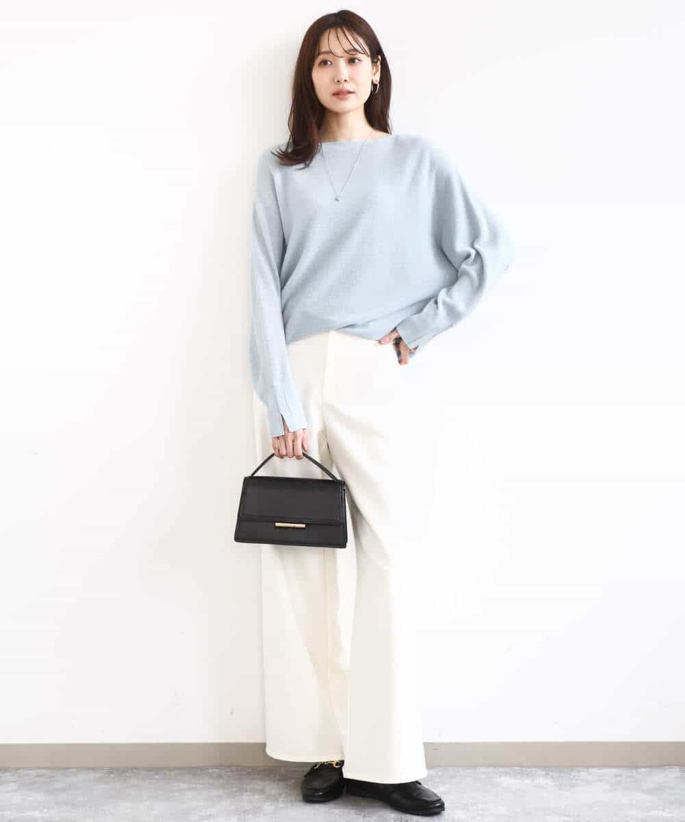 FKLGD27160 MK MICHEL KLEIN(MK ミッシェルクラン) [洗える]デニムライク ストレートワイドパンツ ネイビー