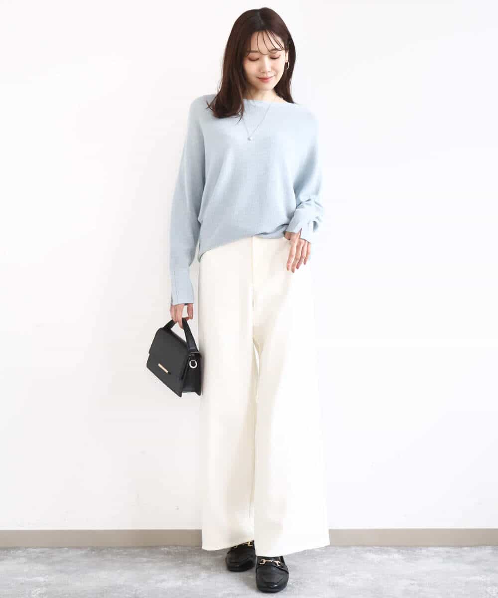 FKLGD27160 MK MICHEL KLEIN(MK ミッシェルクラン) [洗える]デニムライク ストレートワイドパンツ ネイビー