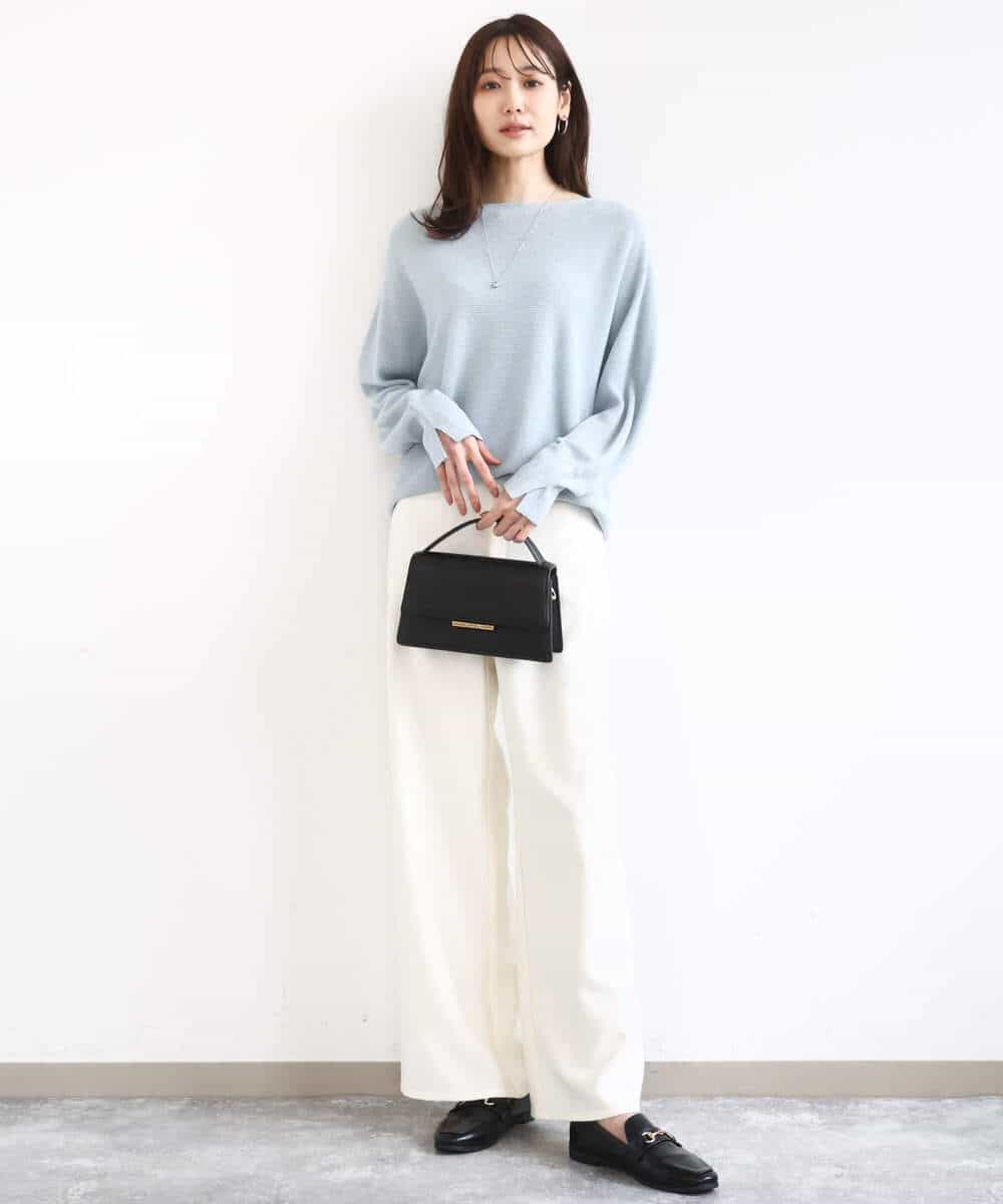 FKLGD27160 MK MICHEL KLEIN(MK ミッシェルクラン) [洗える]デニムライク ストレートワイドパンツ ネイビー
