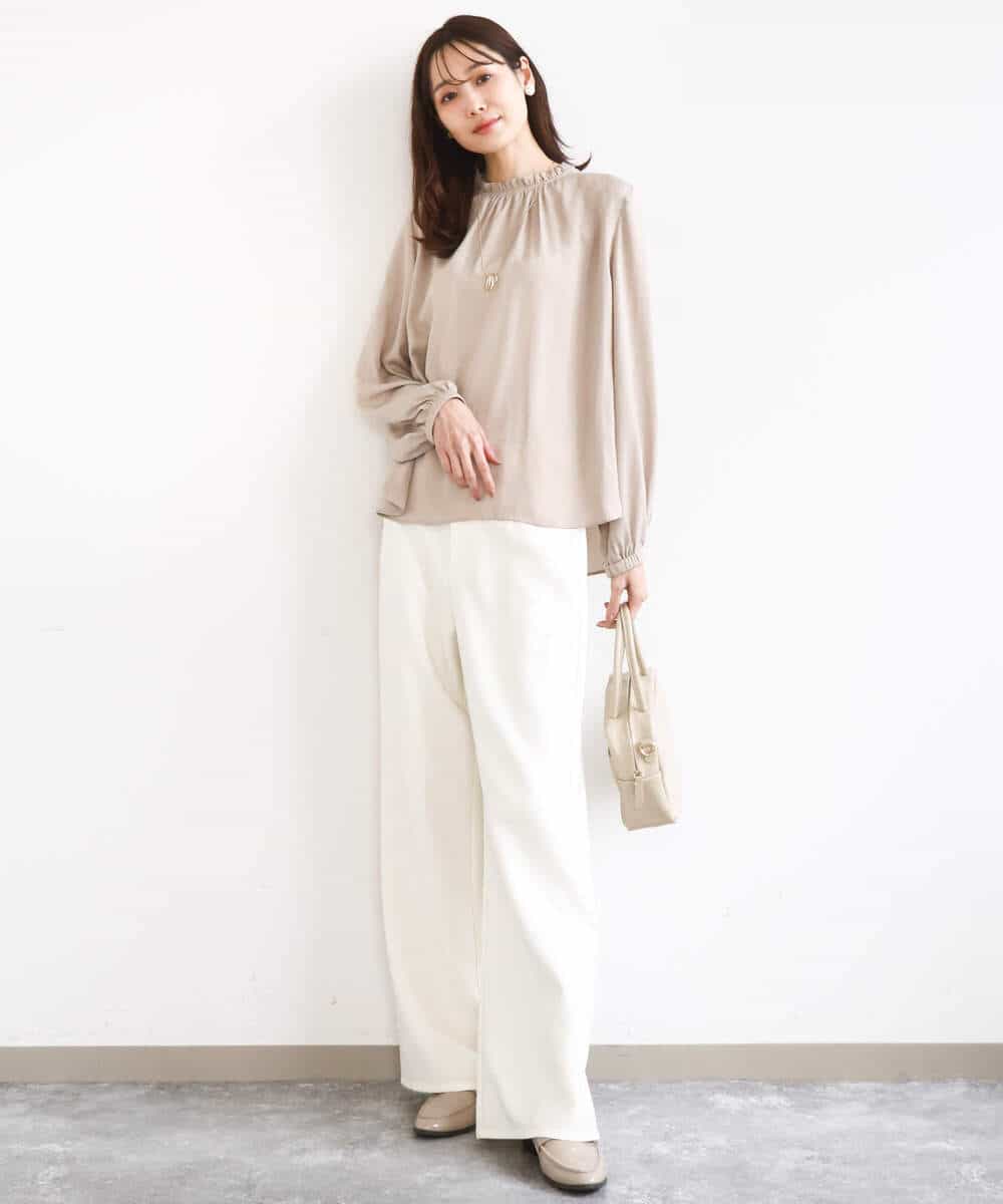 FKLGD27160 MK MICHEL KLEIN(MK ミッシェルクラン) [洗える]デニムライク ストレートワイドパンツ ネイビー