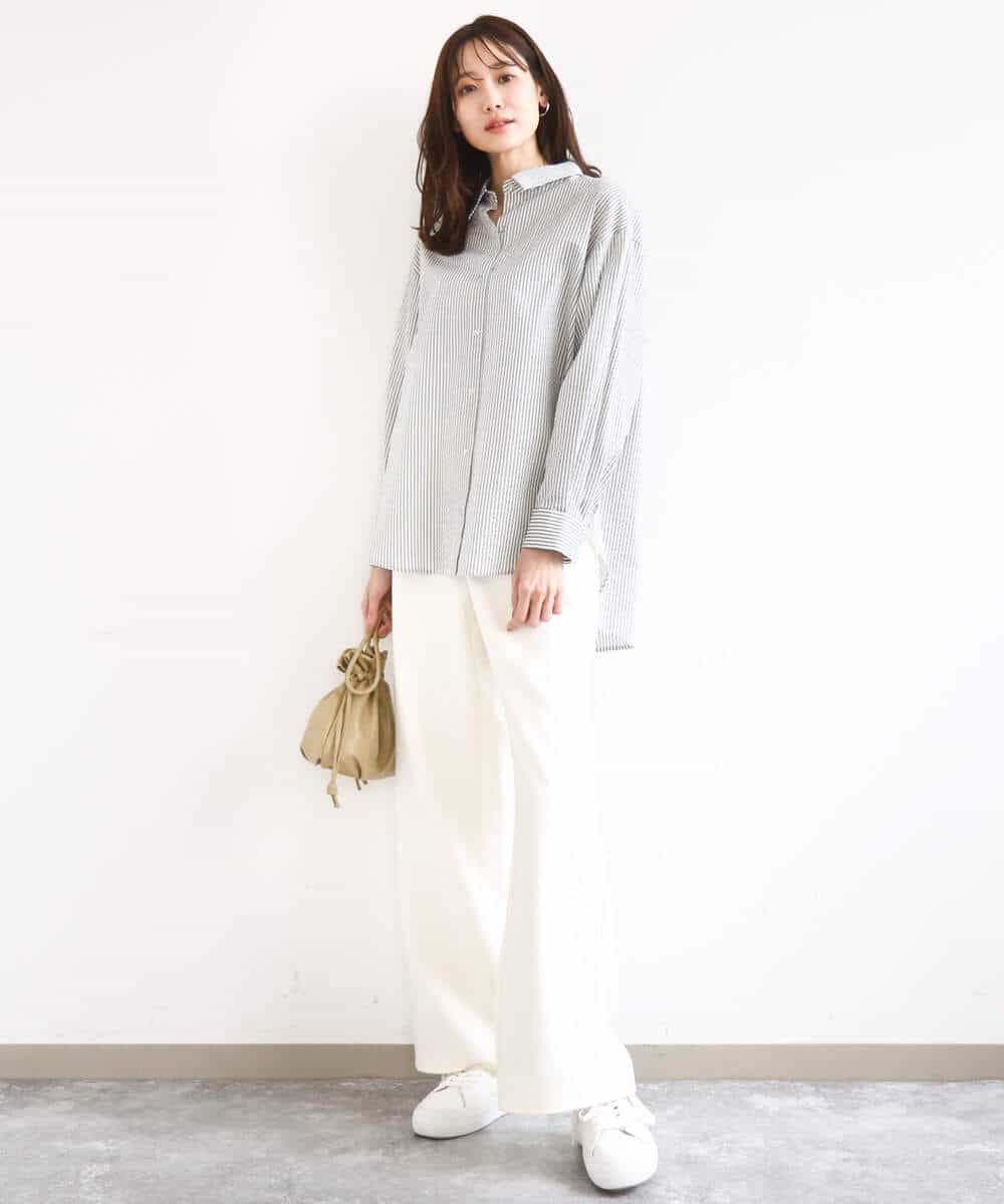 FKLGD27160 MK MICHEL KLEIN(MK ミッシェルクラン) [洗える]デニムライク ストレートワイドパンツ ネイビー