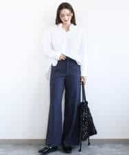 FKLGD27160 MK MICHEL KLEIN(MK ミッシェルクラン) [洗える]デニムライク ストレートワイドパンツ ネイビー