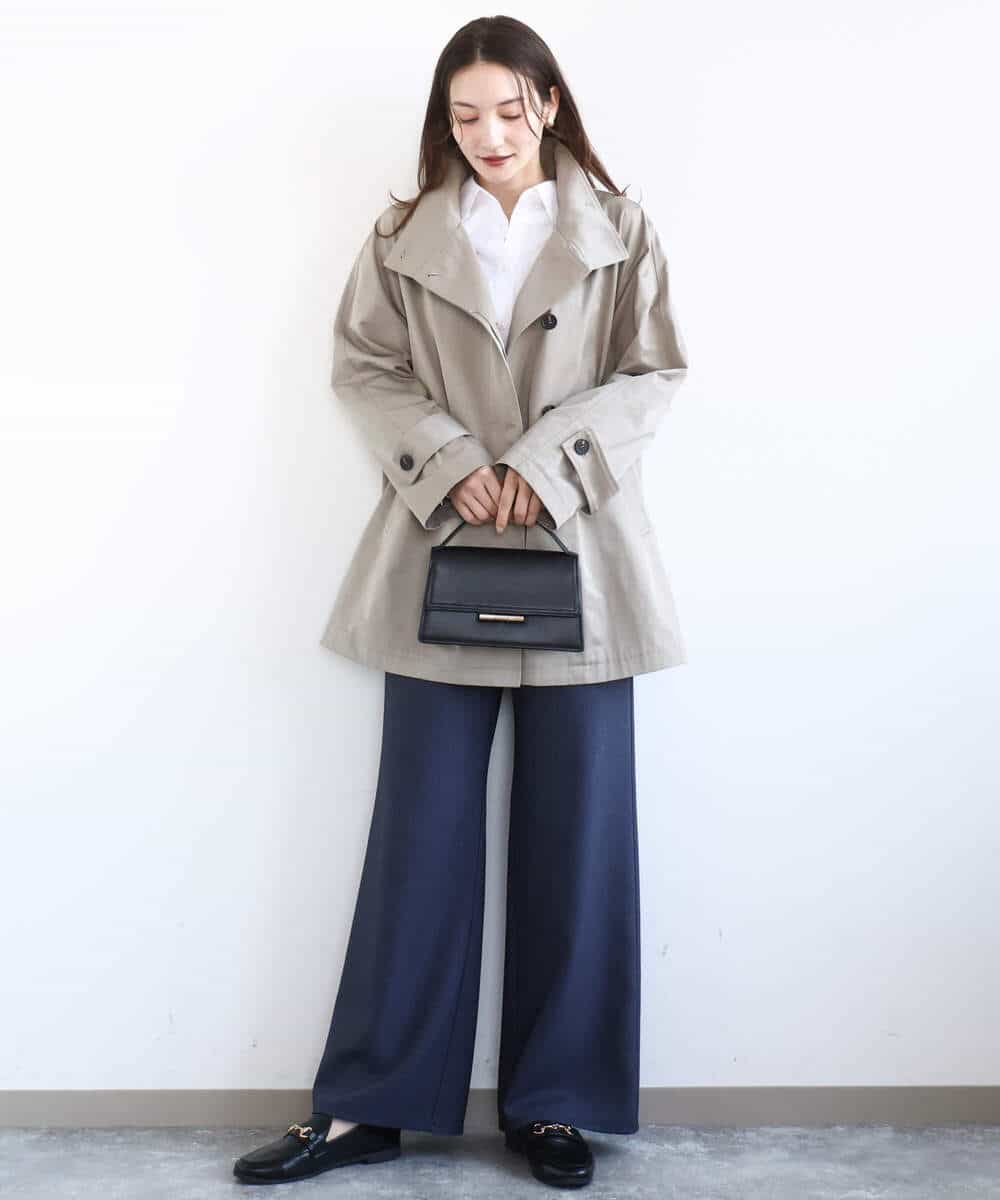 FKLGD27160 MK MICHEL KLEIN(MK ミッシェルクラン) [洗える]デニムライク ストレートワイドパンツ ネイビー