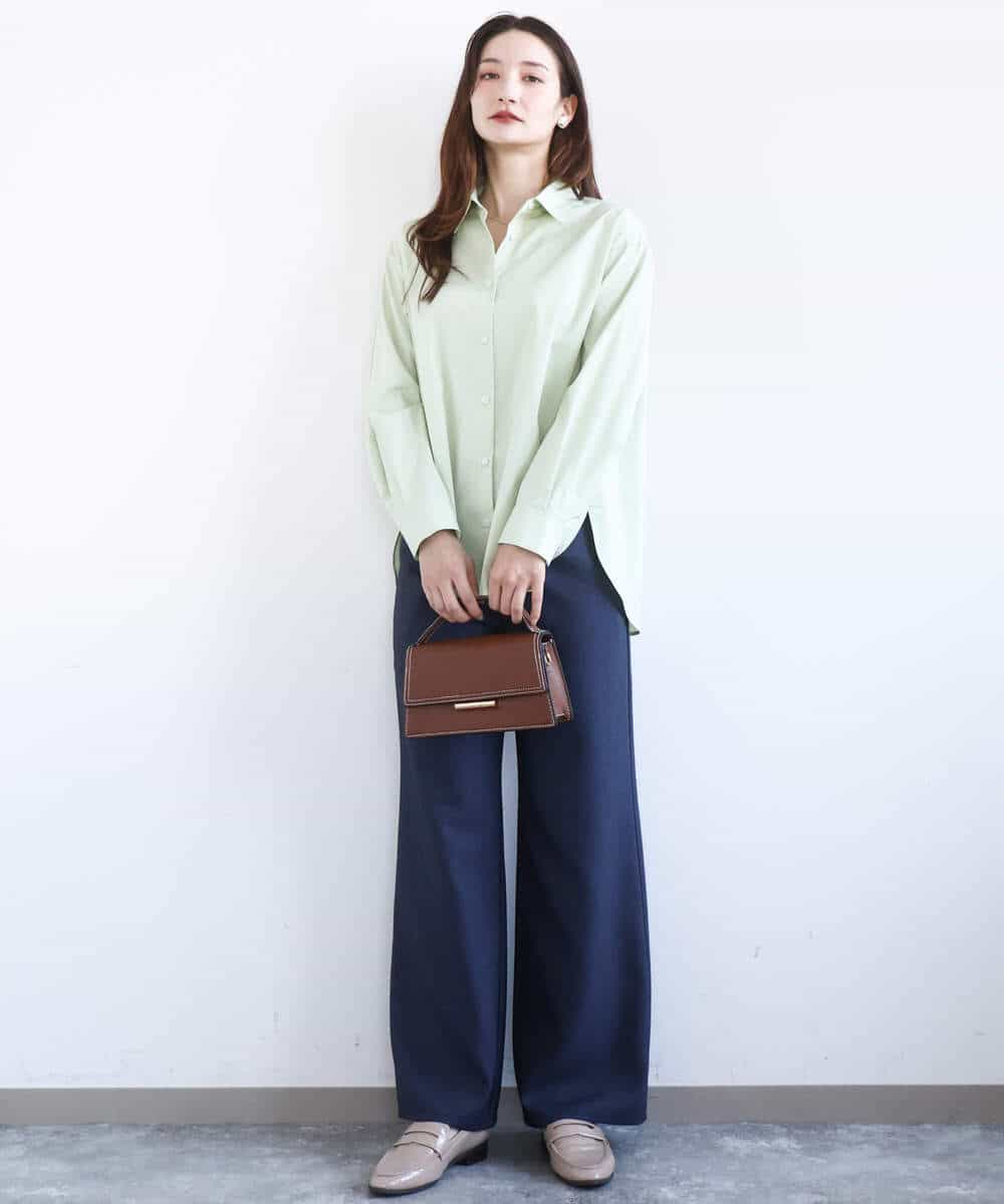 FKLGD27160 MK MICHEL KLEIN(MK ミッシェルクラン) [洗える]デニムライク ストレートワイドパンツ ネイビー