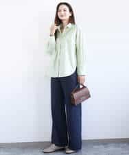 FKLGD27160 MK MICHEL KLEIN(MK ミッシェルクラン) [洗える]デニムライク ストレートワイドパンツ ネイビー