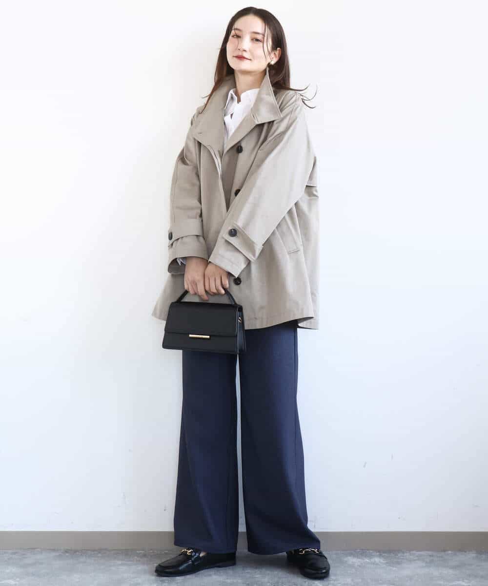 FKLGD27160 MK MICHEL KLEIN(MK ミッシェルクラン) [洗える]デニムライク ストレートワイドパンツ ネイビー