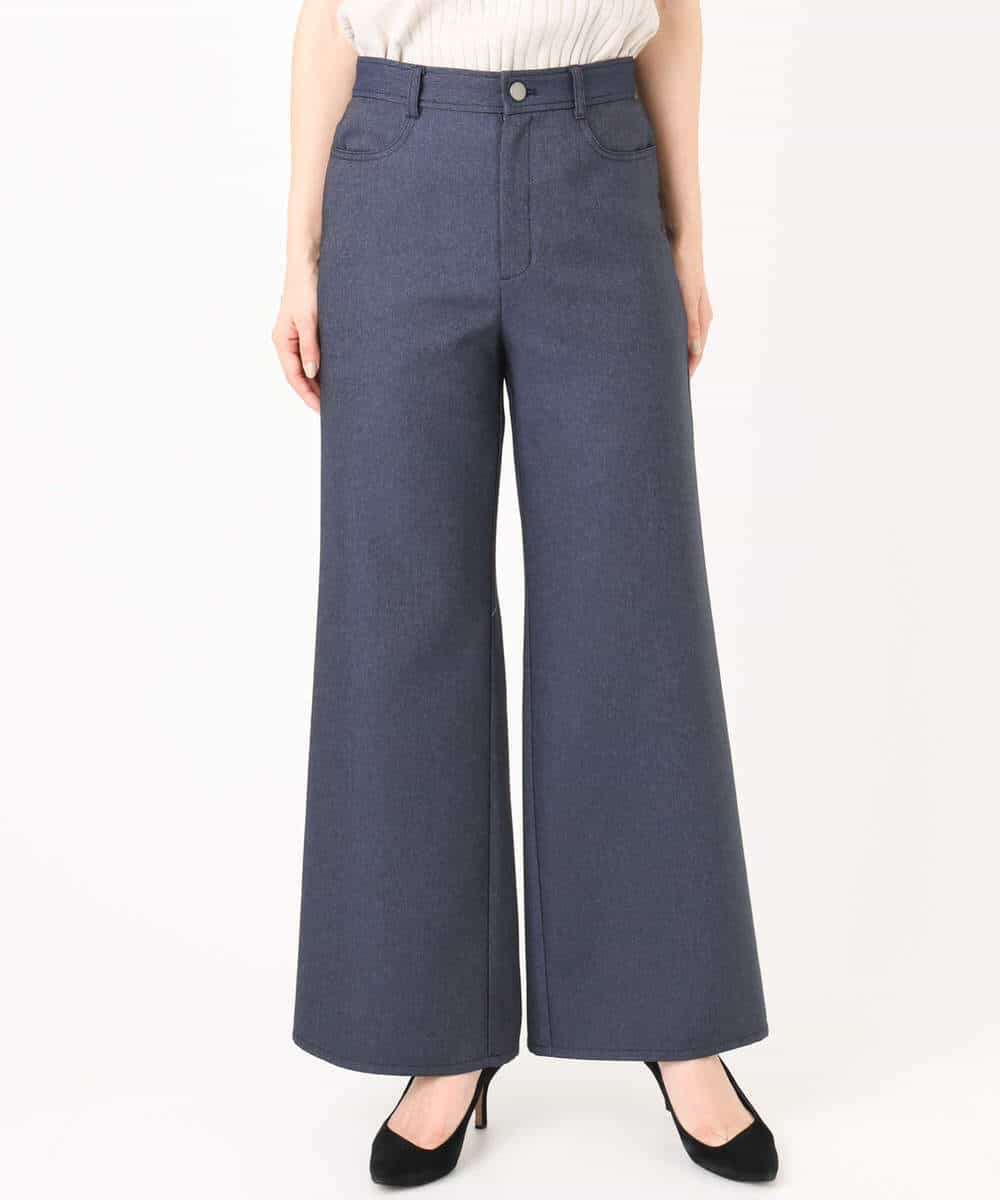 FKLGD27160 MK MICHEL KLEIN(MK ミッシェルクラン) [洗える]デニムライク ストレートワイドパンツ ネイビー