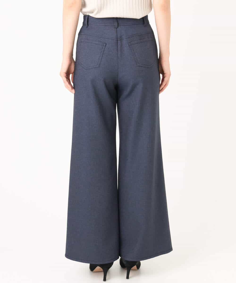 FKLGD27160 MK MICHEL KLEIN(MK ミッシェルクラン) [洗える]デニムライク ストレートワイドパンツ ネイビー
