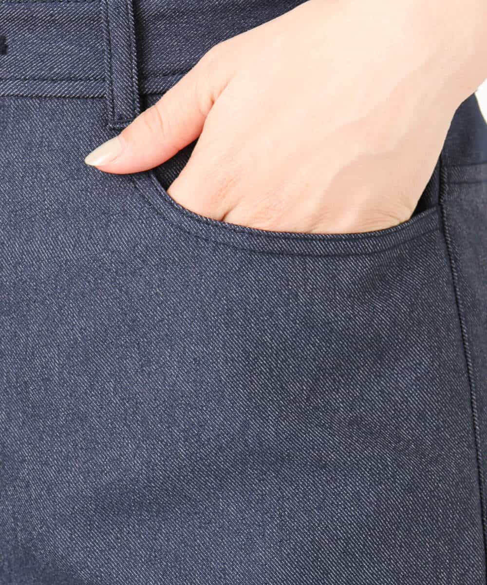FKLGD27160 MK MICHEL KLEIN(MK ミッシェルクラン) [洗える]デニムライク ストレートワイドパンツ ネイビー