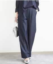 FKLGD30160 MK MICHEL KLEIN(MK ミッシェルクラン) [SANAGARAシリーズ/UVカット/接触冷感/洗える]デニムライク ワイドパンツ ネイビー