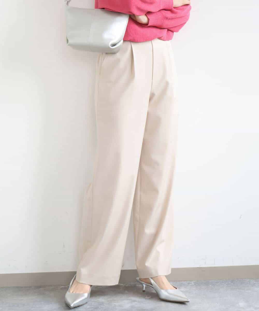 FKLGD30160 MK MICHEL KLEIN(MK ミッシェルクラン) [SANAGARAシリーズ/UVカット/接触冷感/洗える]デニムライク ワイドパンツ ネイビー