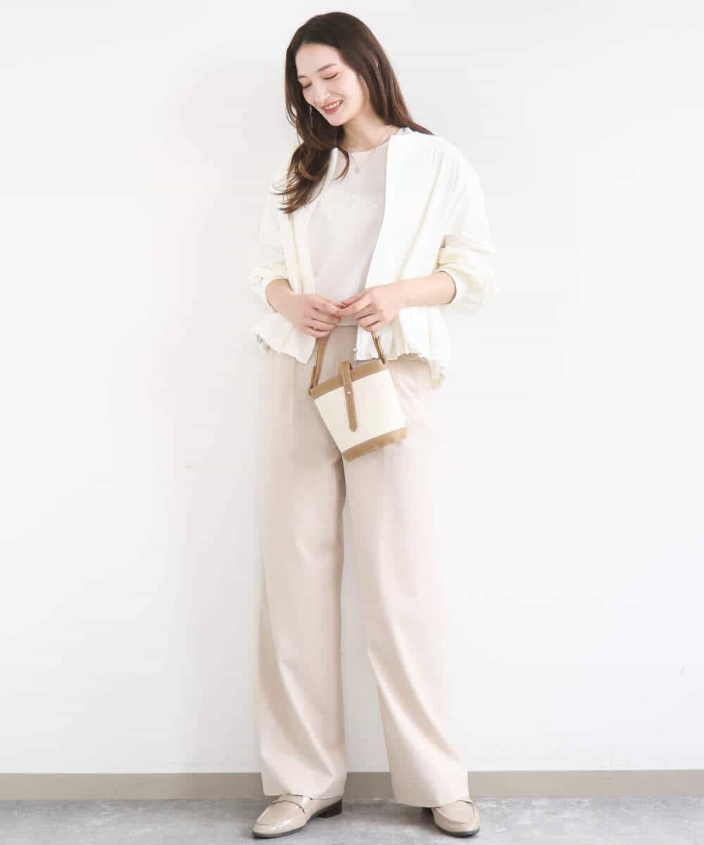 FKLGD30160 MK MICHEL KLEIN(MK ミッシェルクラン) [SANAGARAシリーズ/UVカット/接触冷感/洗える]デニムライク ワイドパンツ ネイビー