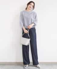 FKLGD30160 MK MICHEL KLEIN(MK ミッシェルクラン) [SANAGARAシリーズ/UVカット/接触冷感/洗える]デニムライク ワイドパンツ ネイビー