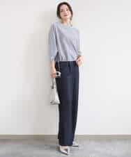 FKLGD30160 MK MICHEL KLEIN(MK ミッシェルクラン) [SANAGARAシリーズ/UVカット/接触冷感/洗える]デニムライク ワイドパンツ ネイビー