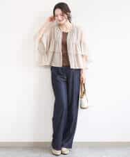 FKLGD30160 MK MICHEL KLEIN(MK ミッシェルクラン) [SANAGARAシリーズ/UVカット/接触冷感/洗える]デニムライク ワイドパンツ ネイビー