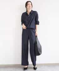 FKLGD30160 MK MICHEL KLEIN(MK ミッシェルクラン) [SANAGARAシリーズ/UVカット/接触冷感/洗える]デニムライク ワイドパンツ ネイビー