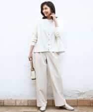 FKLGD30160 MK MICHEL KLEIN(MK ミッシェルクラン) [SANAGARAシリーズ/UVカット/接触冷感/洗える]デニムライク ワイドパンツ ネイビー